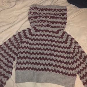 Gray and red knit sweater